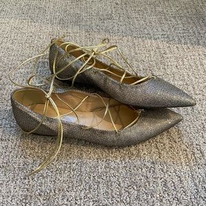 J Crew sparkly silver and gold ballet flats